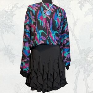 White House Black Market Black Ruffled Mini Skirt